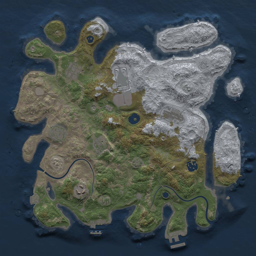 Rust Map: Procedural Map, Size: 3500, Seed: 13143679, 13 Monuments