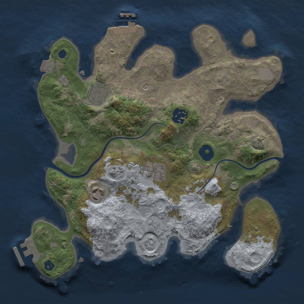 Rust Map: Procedural Map, Size: 3000, Seed: 2345612, 10 Monuments