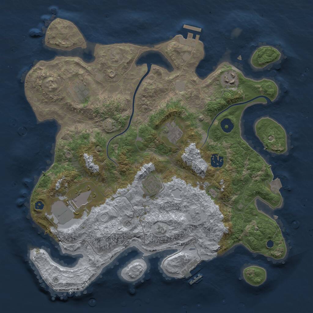 Rust Map: Procedural Map, Size: 3500, Seed: 1674115305, 12 Monuments