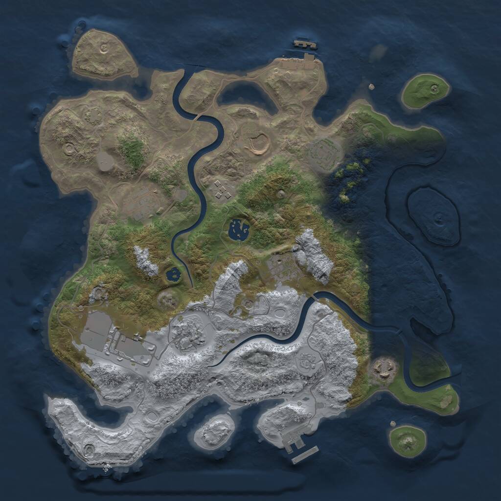 Rust Map: Procedural Map, Size: 3500, Seed: 1674115305, 15 Monuments