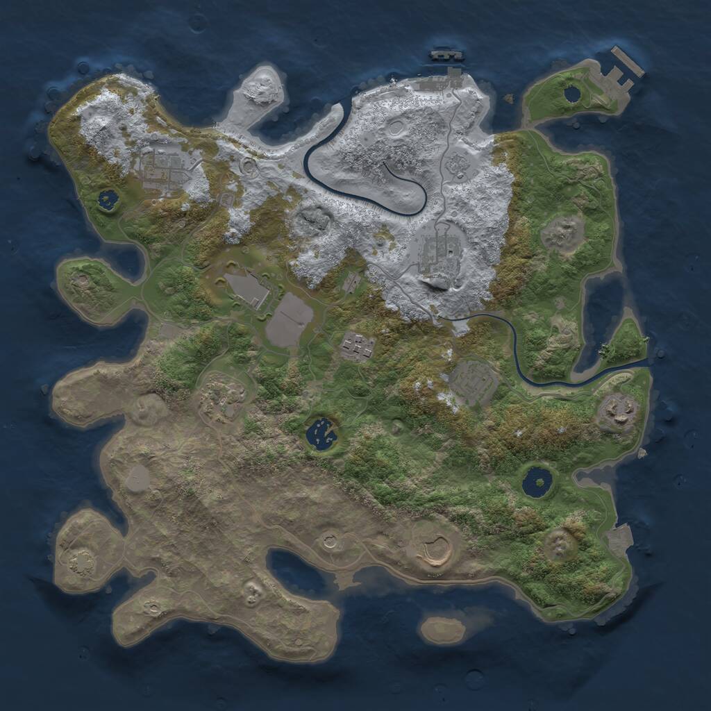 Rust Map: Procedural Map, Size: 3600, Seed: 444, 15 Monuments