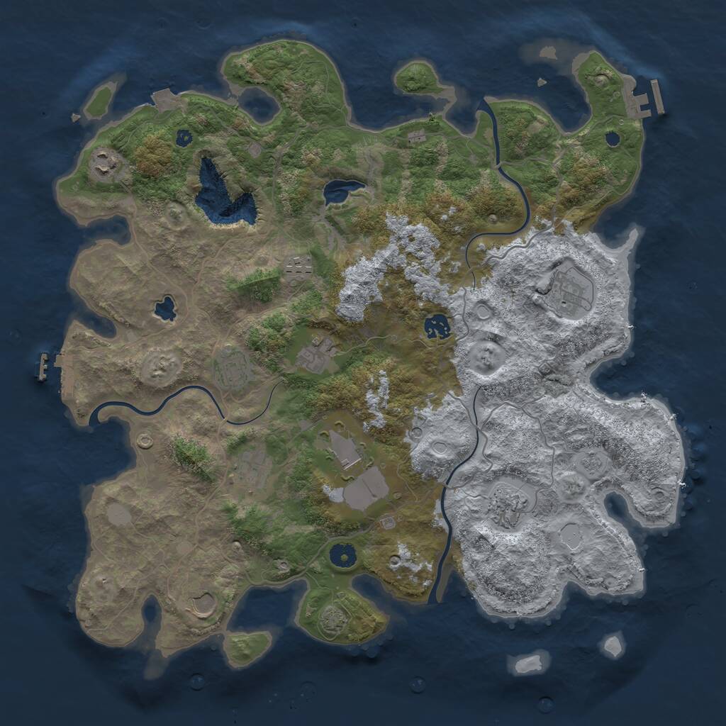 Rust Map: Procedural Map, Size: 4200, Seed: 671668, 16 Monuments