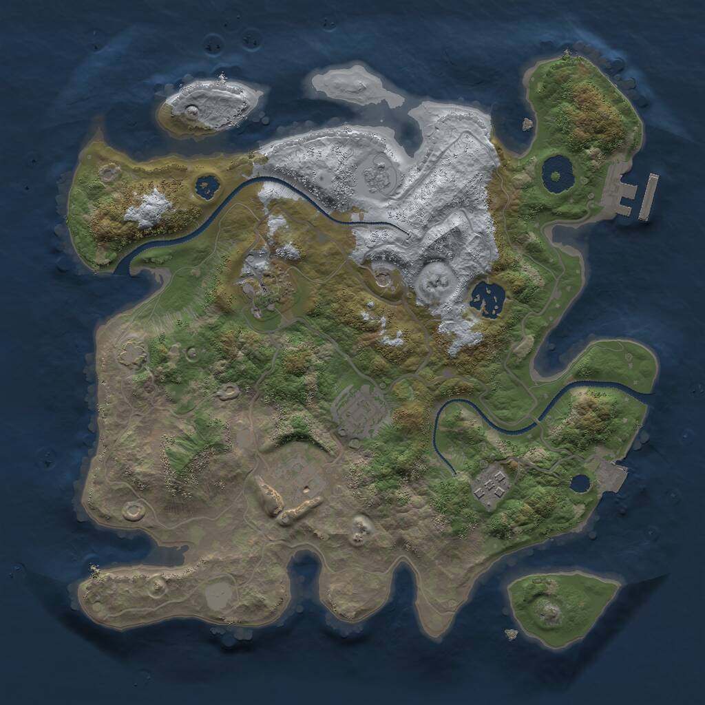 Rust Map: Procedural Map, Size: 3000, Seed: 2096651151, 10 Monuments