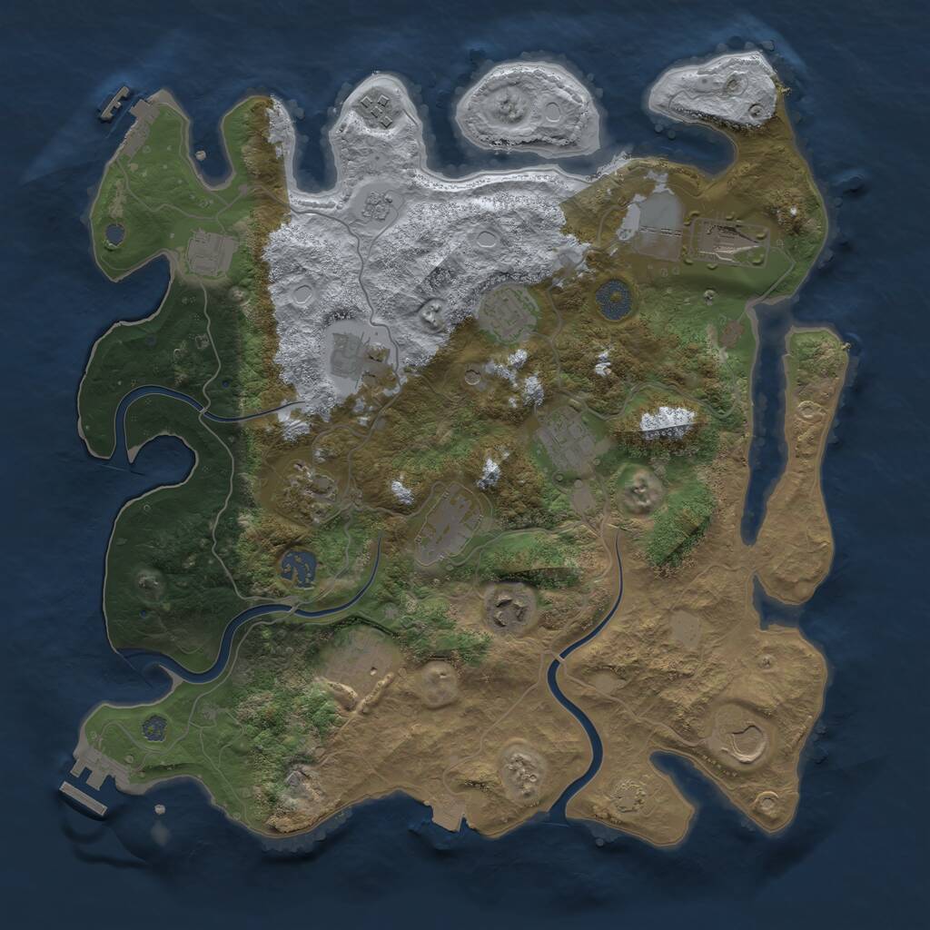 Rust Map: Procedural Map, Size: 3700, Seed: 1597066667, 17 Monuments