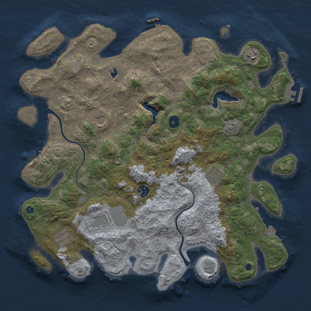 Rust Map: Procedural Map, Size: 4000, Seed: 458107447, 13 Monuments