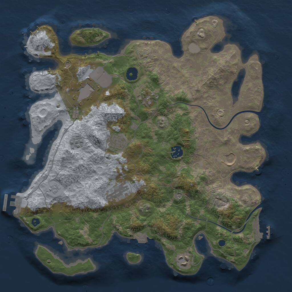 Rust Map: Procedural Map, Size: 3500, Seed: 1703686585, 14 Monuments