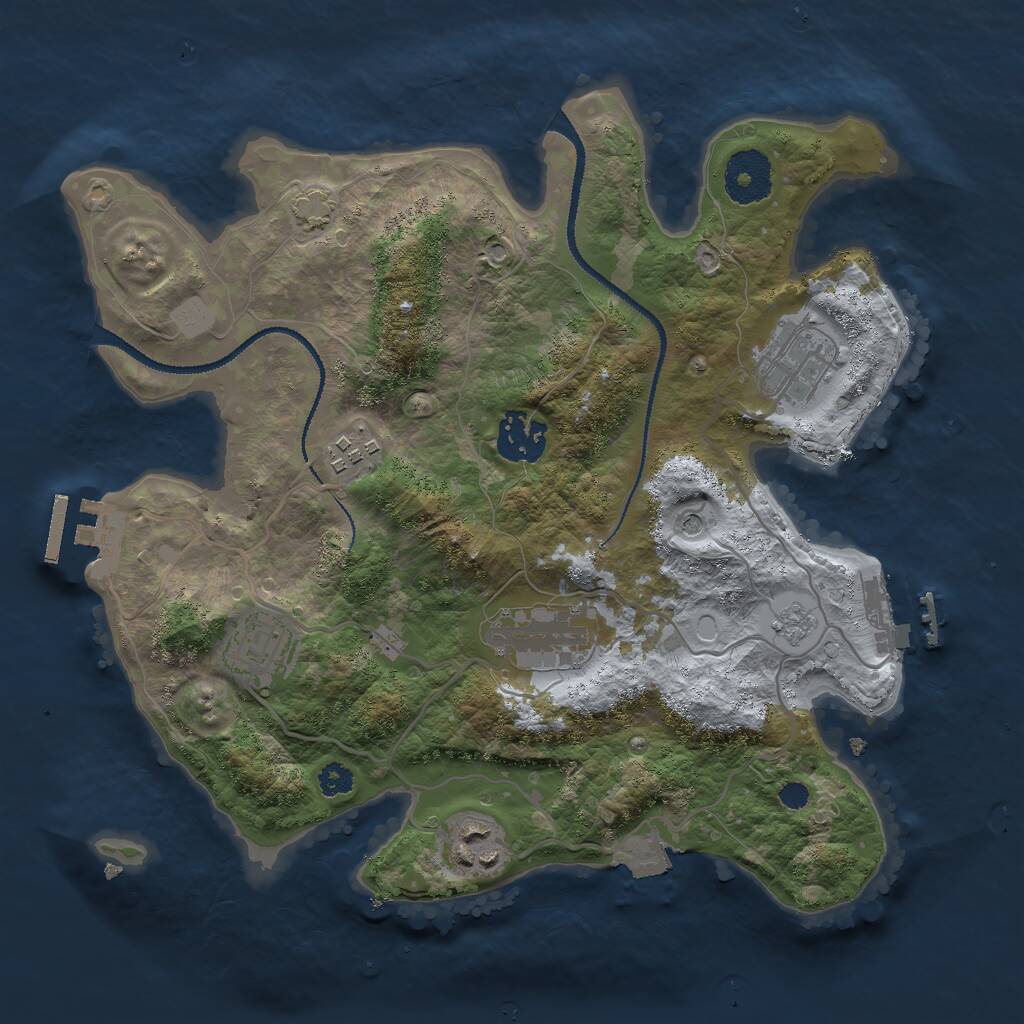 Rust Map: Procedural Map, Size: 3000, Seed: 1826936198, 12 Monuments