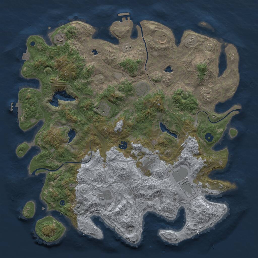 Rust Map: Procedural Map, Size: 4500, Seed: 1088147221, 16 Monuments