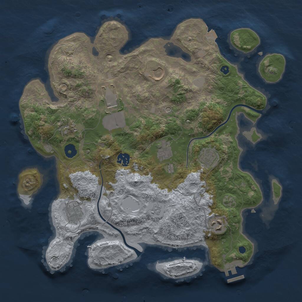 Rust Map: Procedural Map, Size: 3500, Seed: 4934666, 13 Monuments