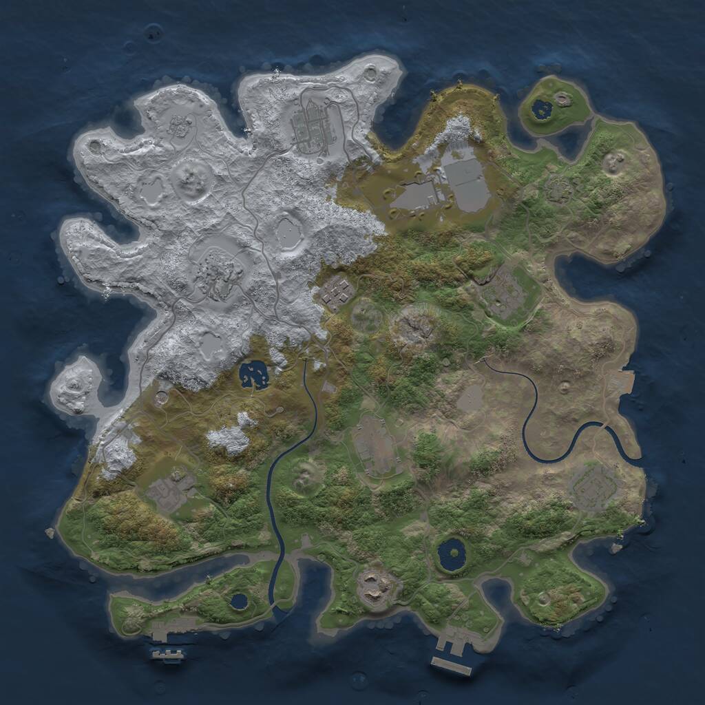 Rust Map: Procedural Map, Size: 3500, Seed: 1253397915, 16 Monuments