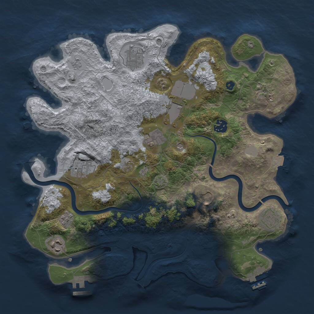 Rust Map: Procedural Map, Size: 3500, Seed: 1253397915, 16 Monuments