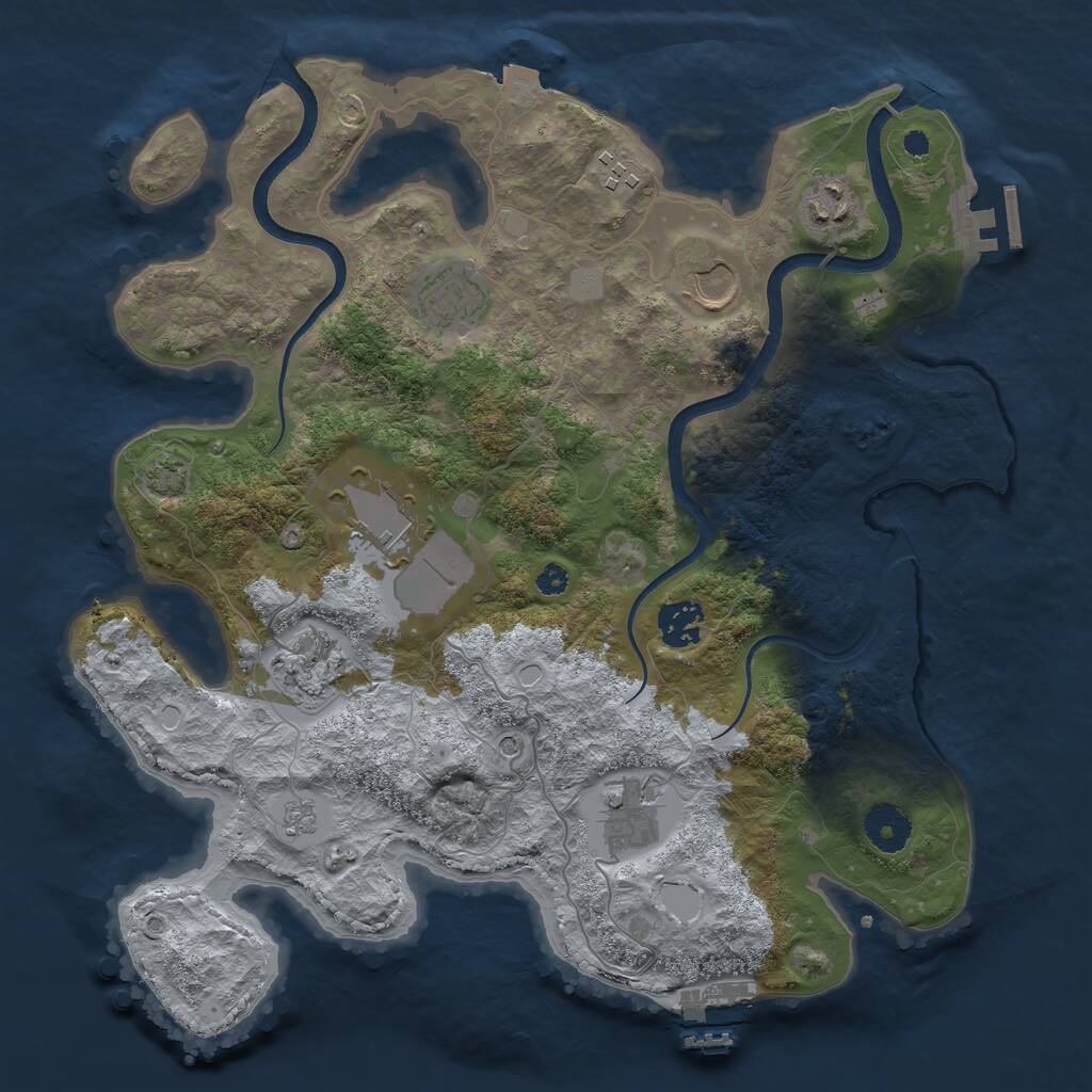 Rust Map: Procedural Map, Size: 3500, Seed: 611433076, 14 Monuments