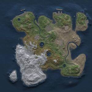 Thumbnail Rust Map: Procedural Map, Size: 3000, Seed: 1026708126, 9 Monuments