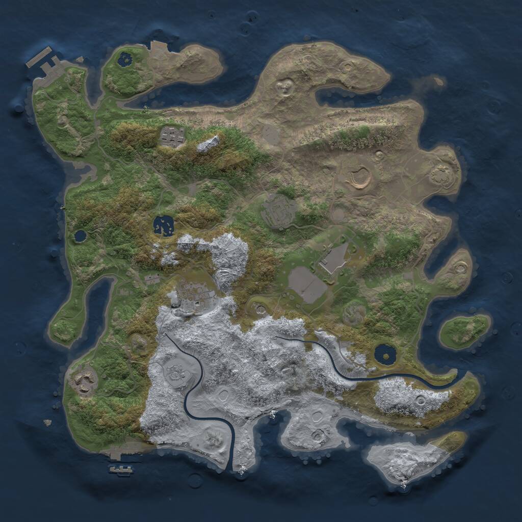 Rust Map: Procedural Map, Size: 3600, Seed: 1004849844, 13 Monuments