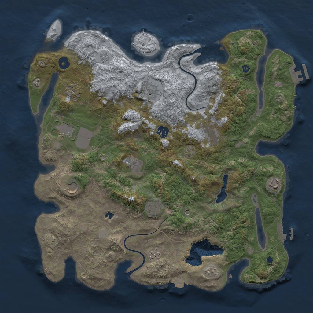 Rust Map: Procedural Map, Size: 4000, Seed: 1585278477, 16 Monuments