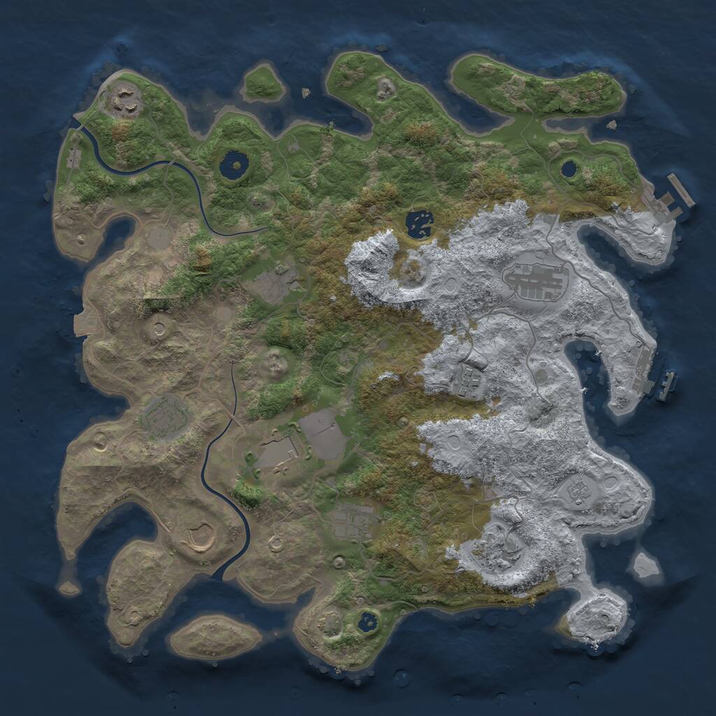 Rust Map: Procedural Map, Size: 3750, Seed: 1772, 16 Monuments