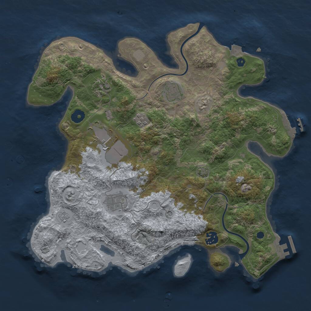 Rust Map: Procedural Map, Size: 3500, Seed: 1936371633, 12 Monuments