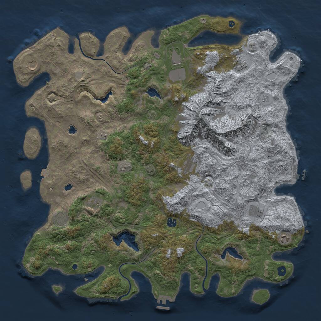 Rust Map: Procedural Map, Size: 5000, Seed: 28475, 16 Monuments