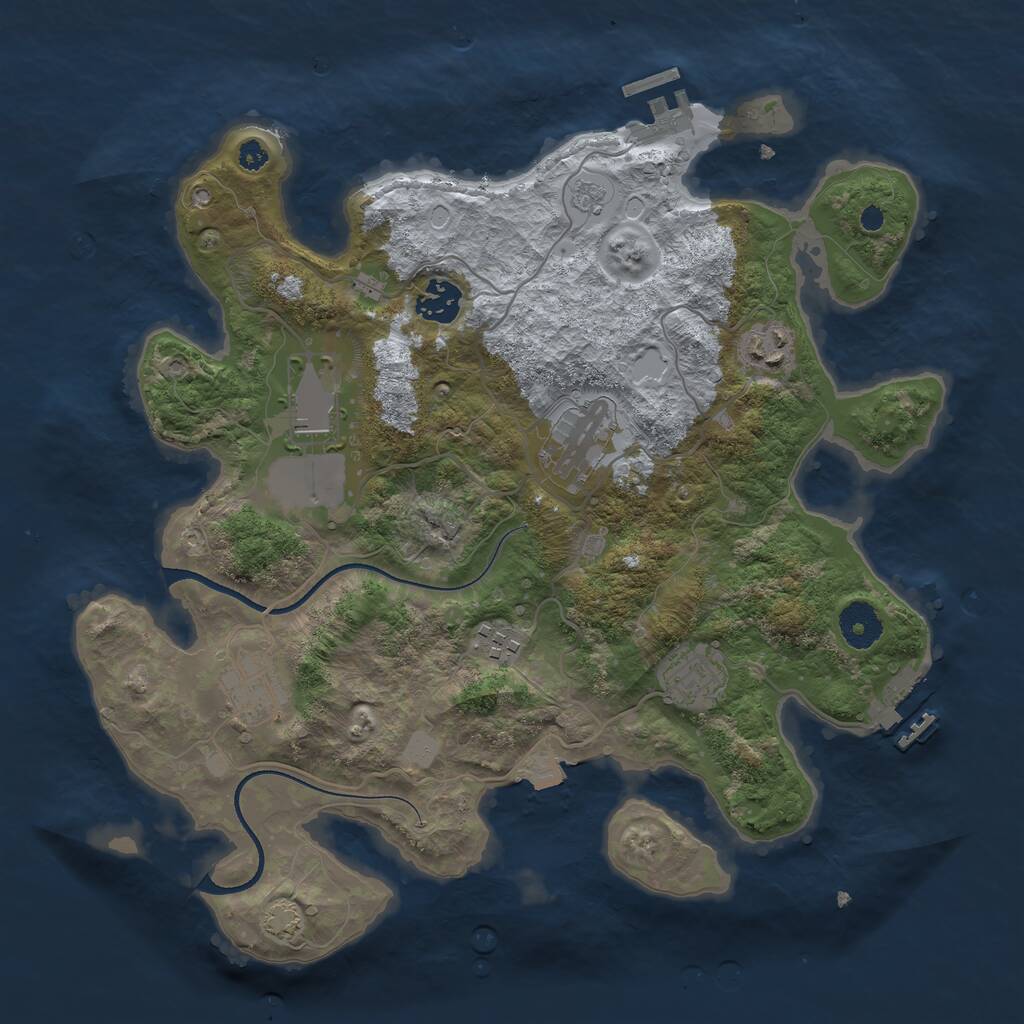 Rust Map: Procedural Map, Size: 3500, Seed: 637388737, 12 Monuments