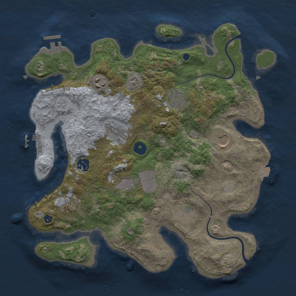 Rust Map: Procedural Map, Size: 3500, Seed: 1283912905, 14 Monuments