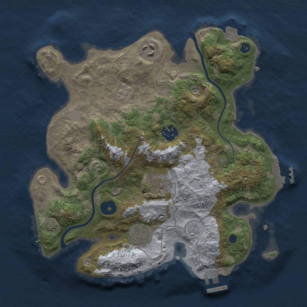 Rust Map: Procedural Map, Size: 3000, Seed: 1195598777, 11 Monuments