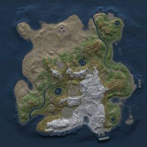 Thumbnail Rust Map: Procedural Map, Size: 3000, Seed: 1195598777, 11 Monuments