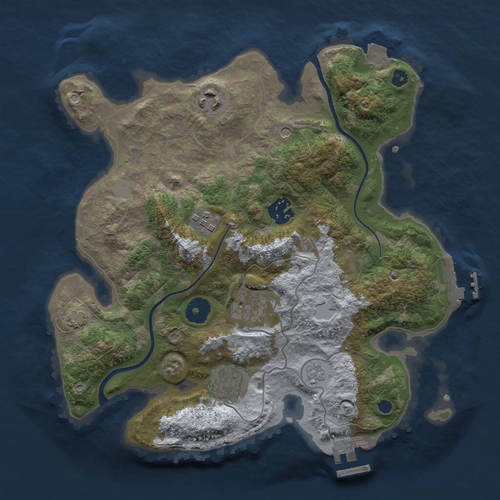 Rust Map: Procedural Map, Size: 3000, Seed: 1195598777, 11 Monuments