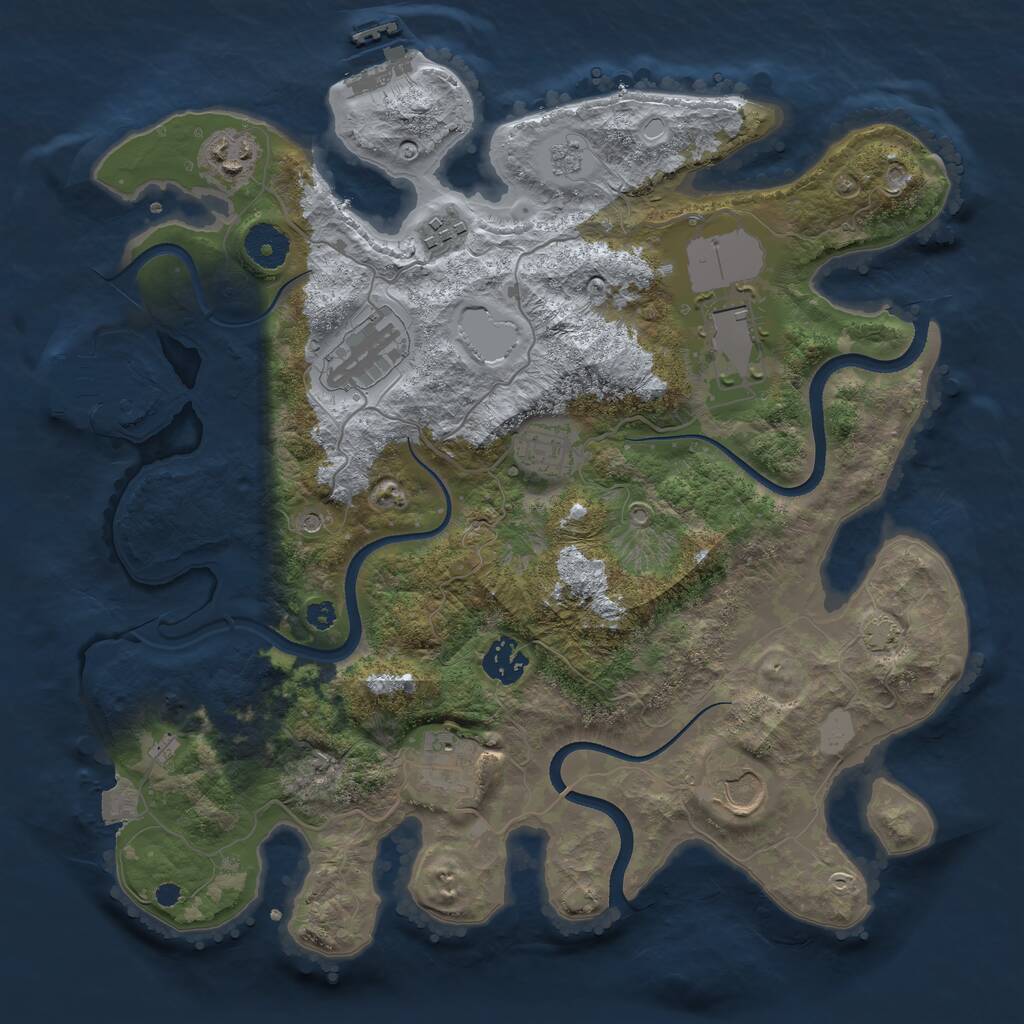 Rust Map: Procedural Map, Size: 3500, Seed: 561420703, 14 Monuments