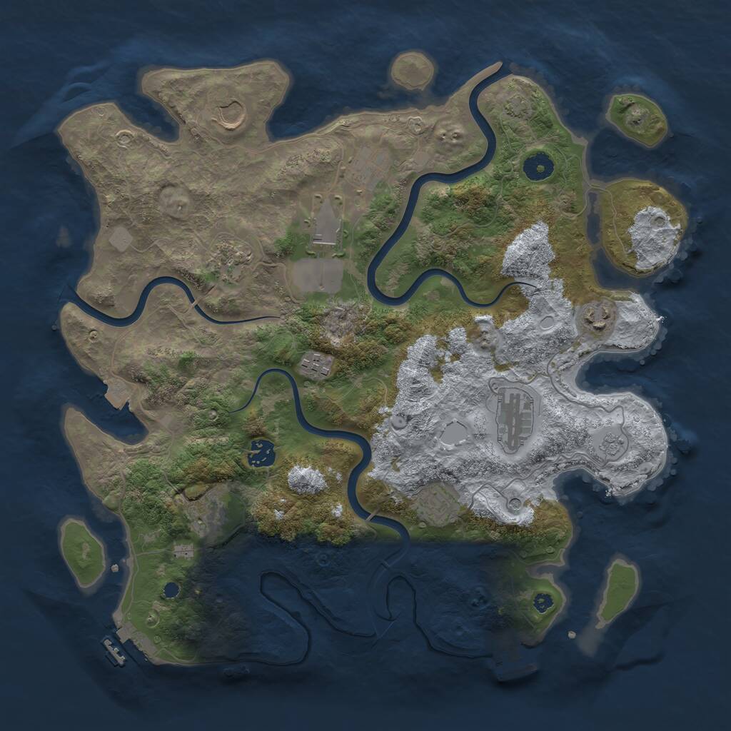 Rust Map: Procedural Map, Size: 3850, Seed: 290604071, 16 Monuments