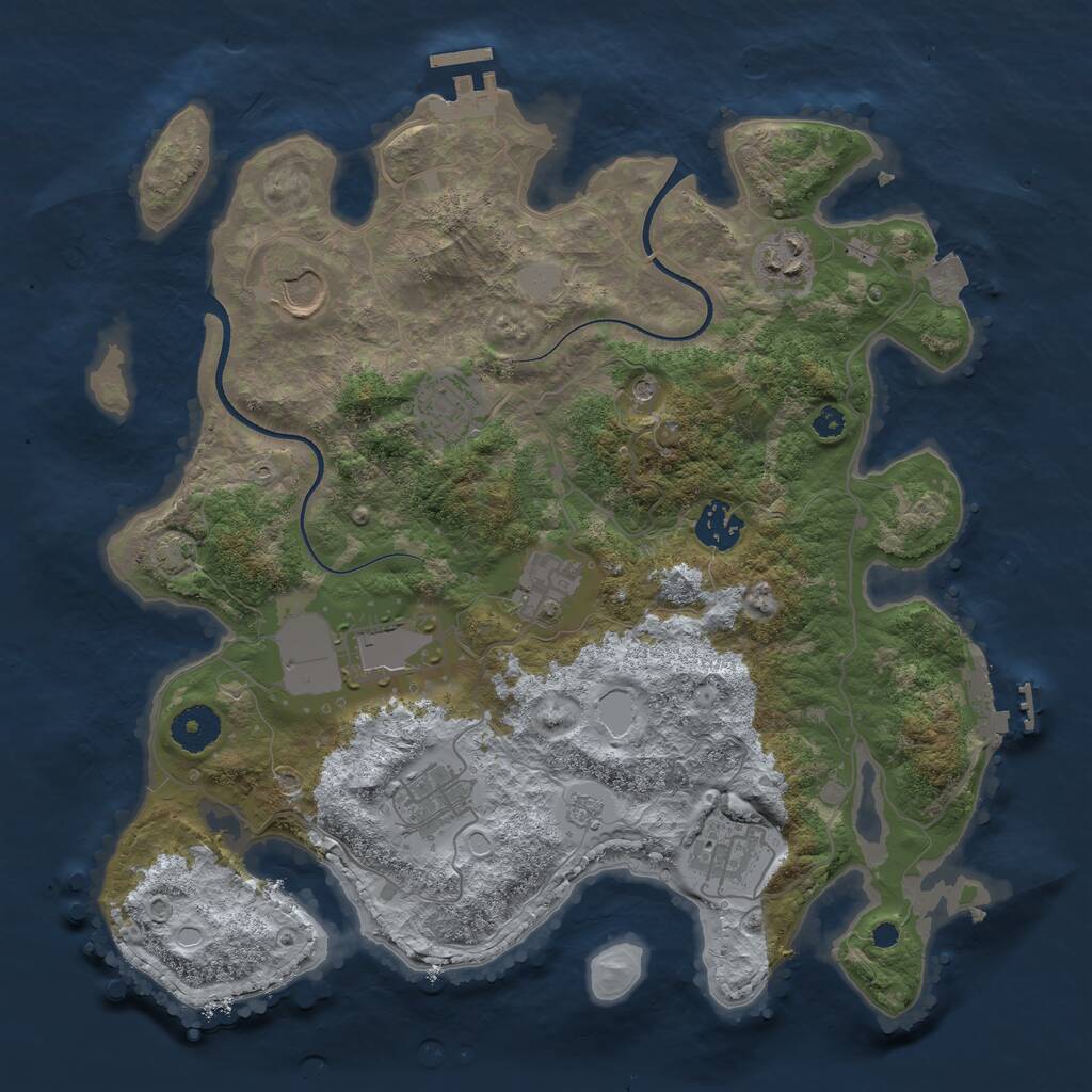 Rust Map: Procedural Map, Size: 3500, Seed: 1513598941, 14 Monuments