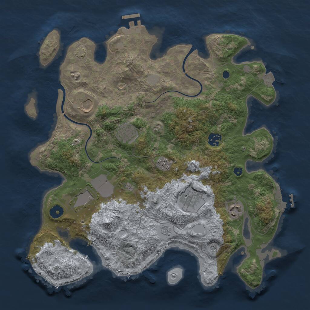 Rust Map: Procedural Map, Size: 3500, Seed: 1513598941, 13 Monuments