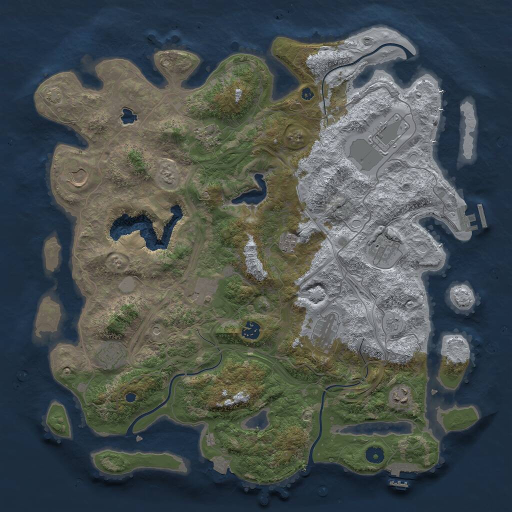 Rust Map: Procedural Map, Size: 4250, Seed: 1999308451, 16 Monuments