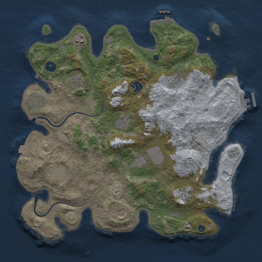 Rust Map: Procedural Map, Size: 3750, Seed: 780064630, 17 Monuments