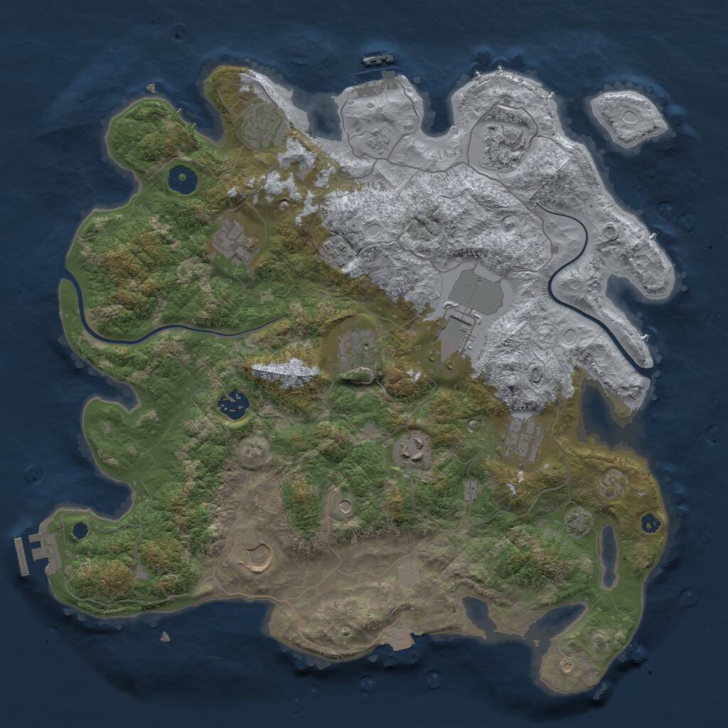 Rust Map: Procedural Map, Size: 3800, Seed: 87021267, 16 Monuments