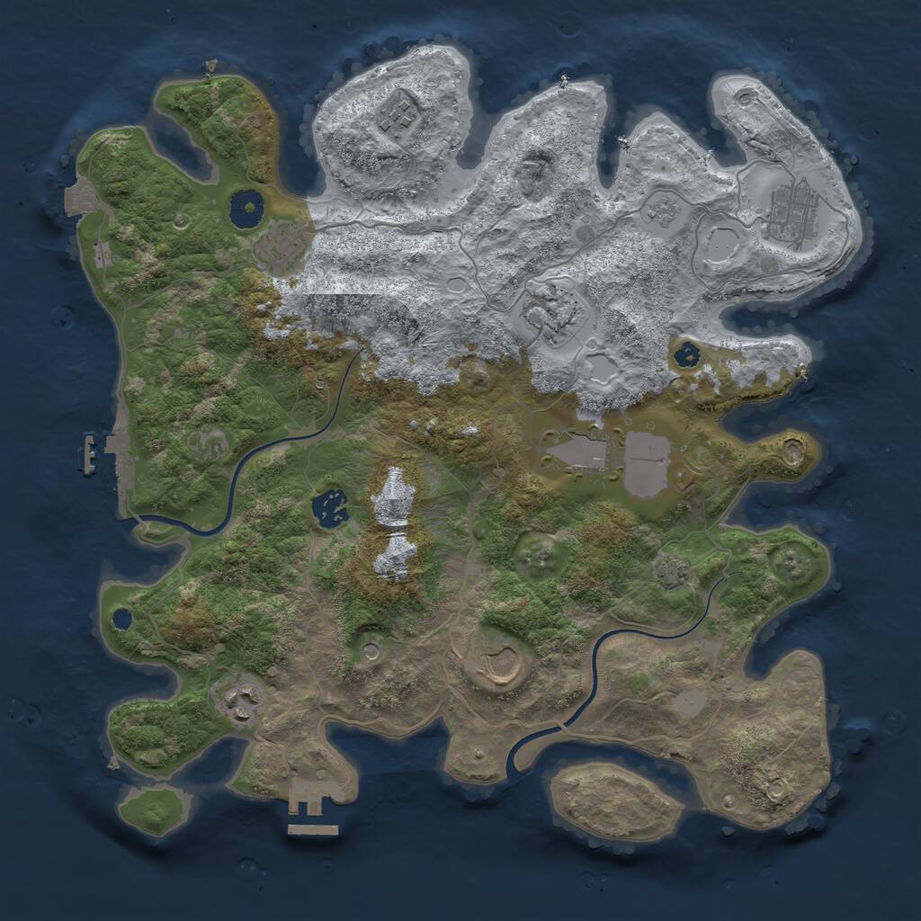 Rust Map: Procedural Map, Size: 3700, Seed: 1895850098, 14 Monuments