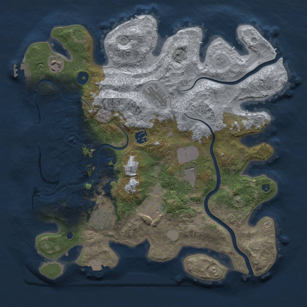 Rust Map: Procedural Map, Size: 3700, Seed: 1895850098, 13 Monuments