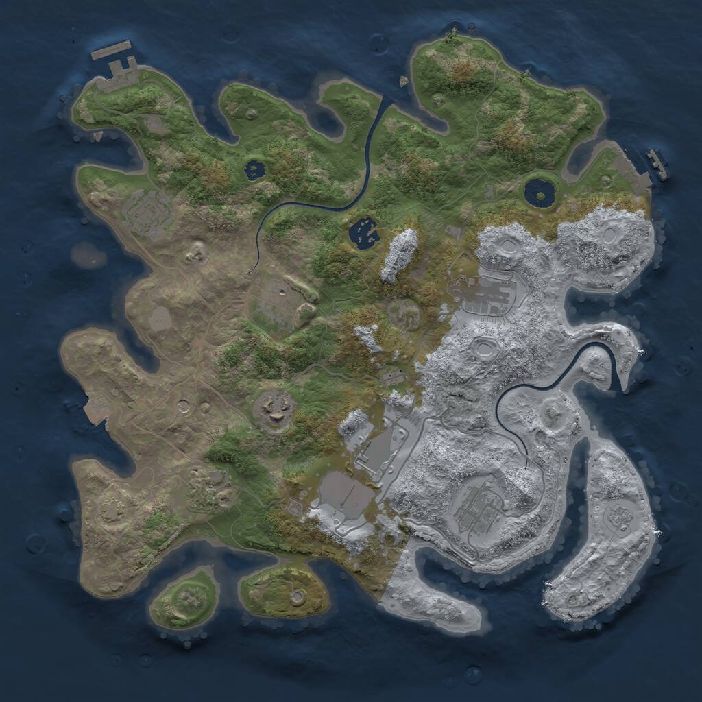 Rust Map: Procedural Map, Size: 3500, Seed: 473273173, 14 Monuments