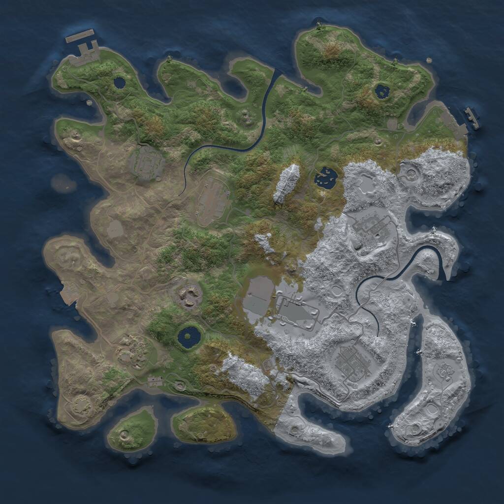 Rust Map: Procedural Map, Size: 3500, Seed: 473273173, 14 Monuments