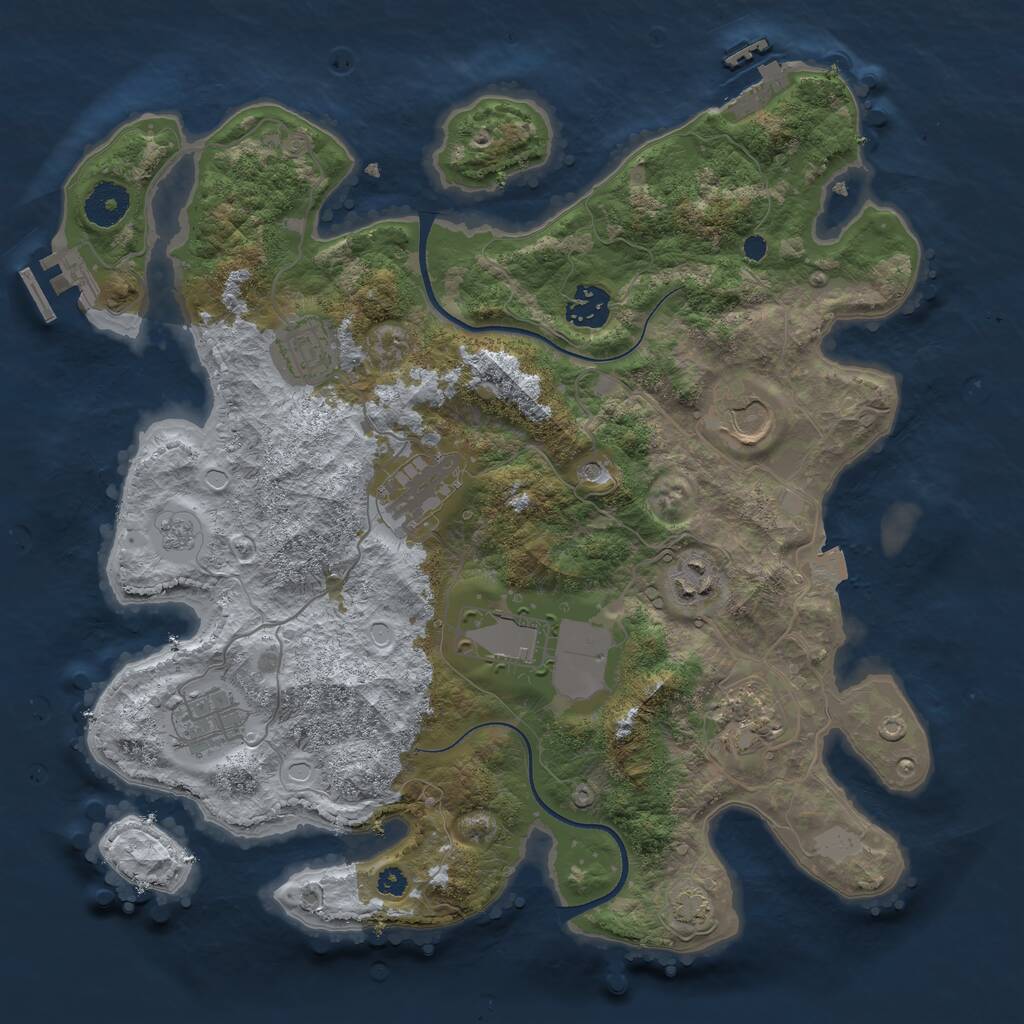 Rust Map: Procedural Map, Size: 3500, Seed: 2123409192, 14 Monuments