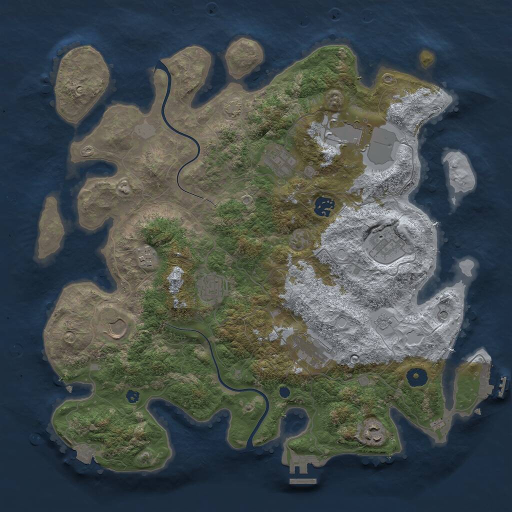 Rust Map: Procedural Map, Size: 3850, Seed: 1282909515, 15 Monuments