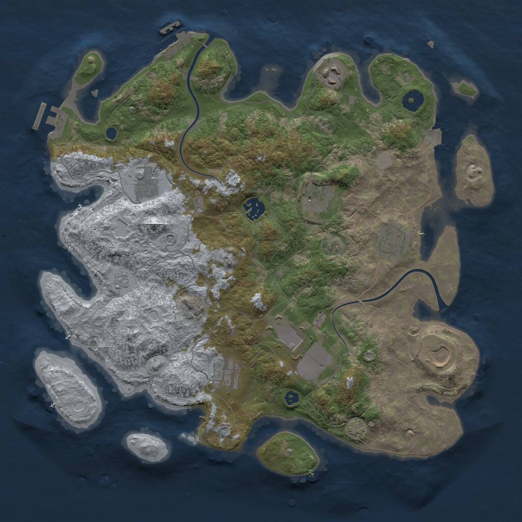 Rust Map: Procedural Map, Size: 3750, Seed: 329414678, 14 Monuments