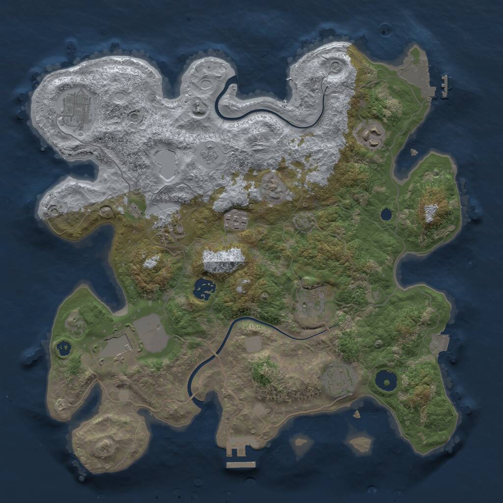 Rust Map: Procedural Map, Size: 3500, Seed: 78990861, 14 Monuments