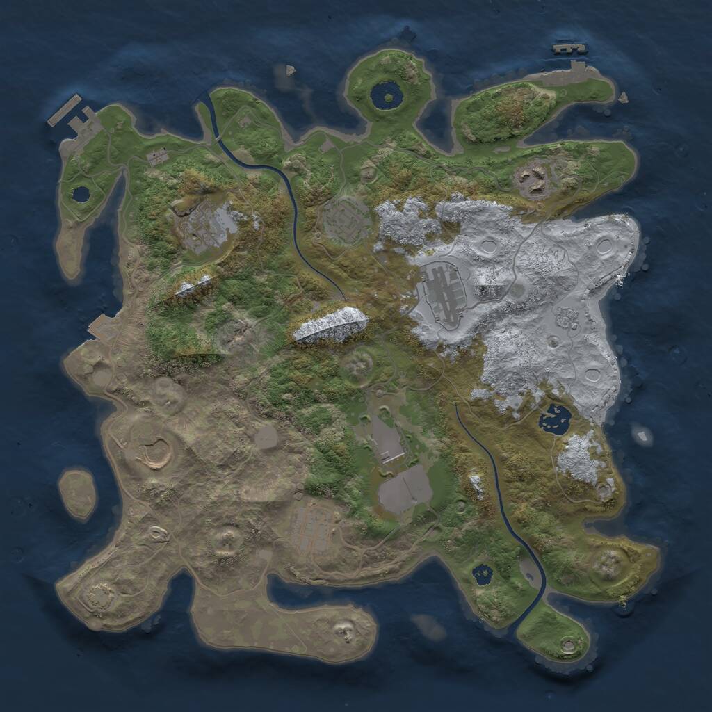 Rust Map: Procedural Map, Size: 3500, Seed: 570294199, 13 Monuments