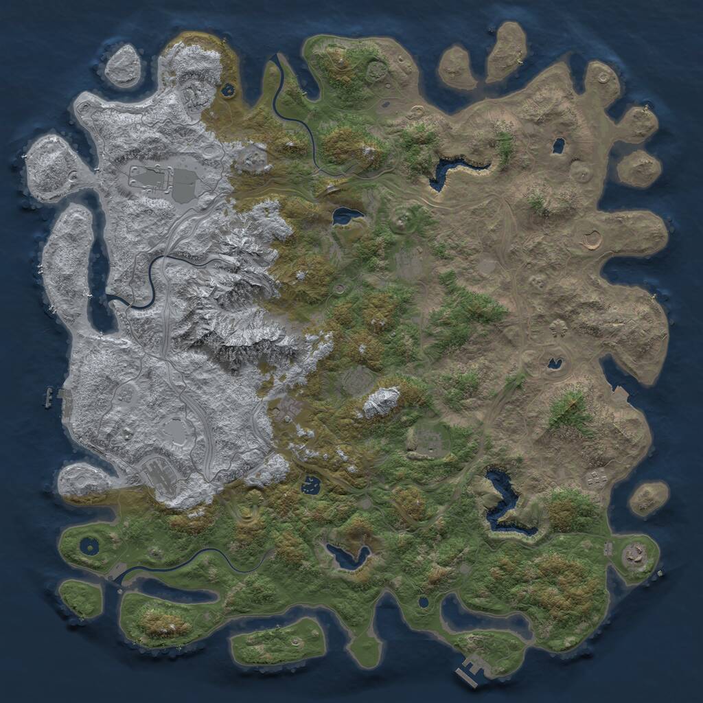 Rust Map: Procedural Map, Size: 5500, Seed: 27485656, 17 Monuments