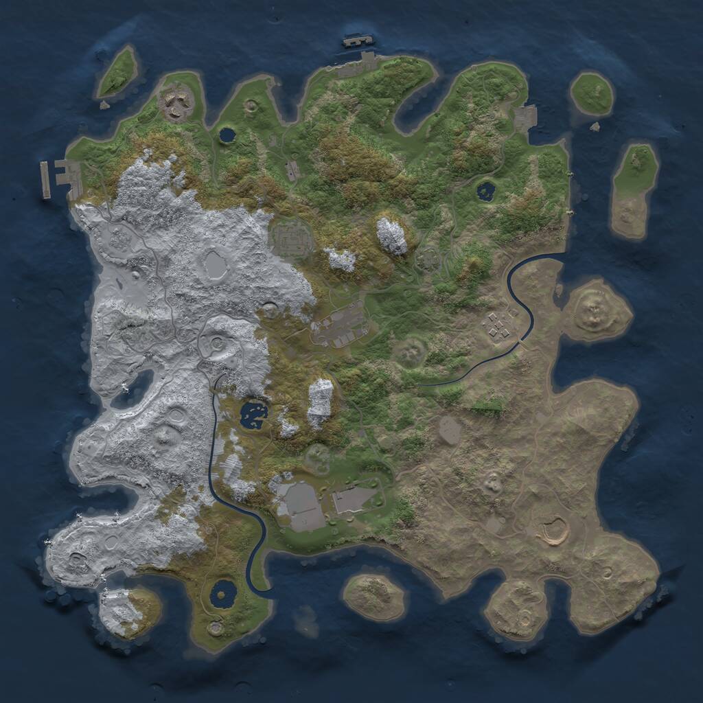 Rust Map: Procedural Map, Size: 3800, Seed: 1130983315, 13 Monuments