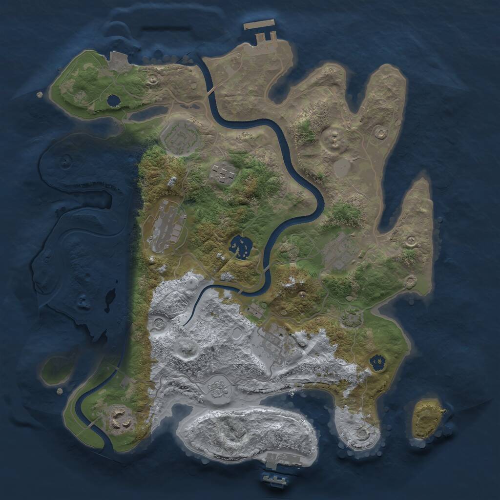 Rust Map: Procedural Map, Size: 3250, Seed: 954026503, 13 Monuments