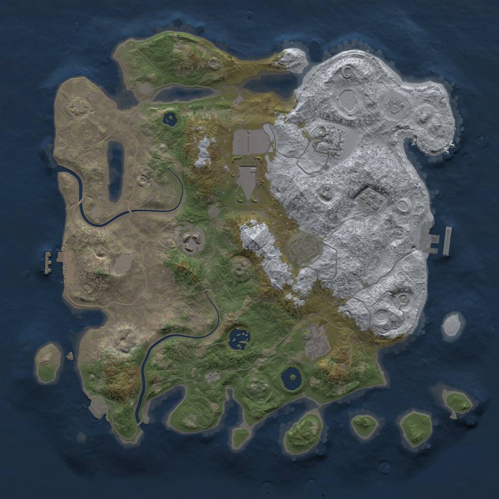 Rust Map: Procedural Map, Size: 3500, Seed: 457312141, 13 Monuments