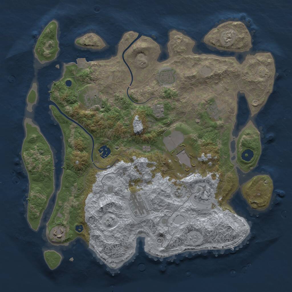 Rust Map: Procedural Map, Size: 3700, Seed: 1221877089, 13 Monuments