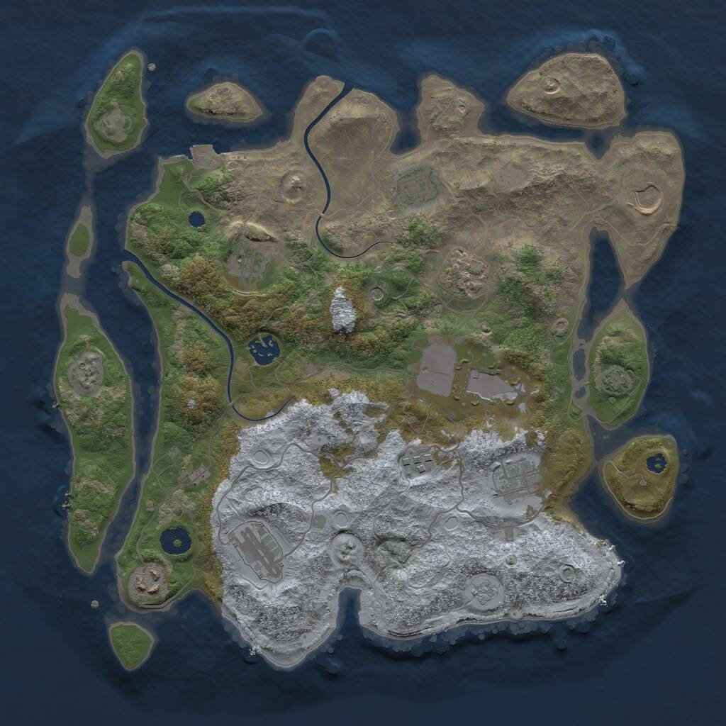 Rust Map: Procedural Map, Size: 3700, Seed: 1221877089, 14 Monuments