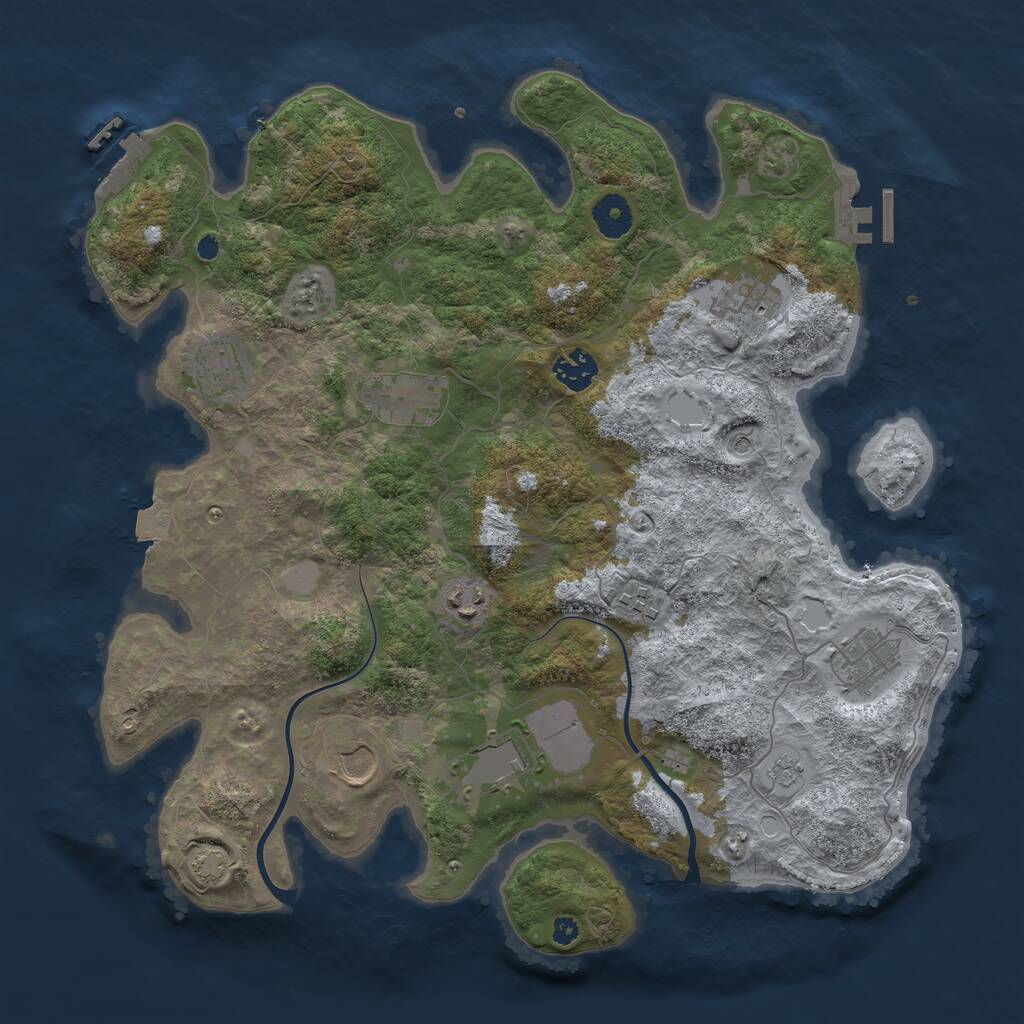 Rust Map: Procedural Map, Size: 3750, Seed: 129224244, 15 Monuments